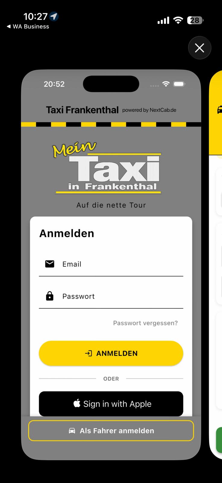 Taxi Frankenthal App Screenshot 1